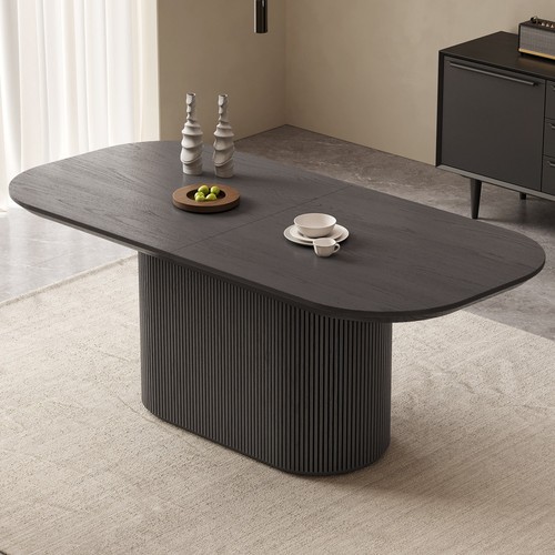 Black oval dining table - black,