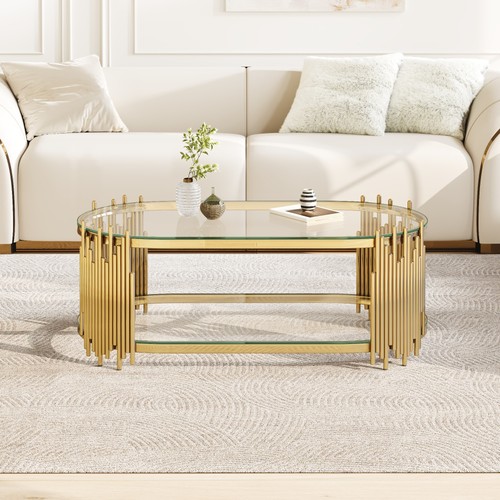 Luxury gold oval coffee table - luxury,